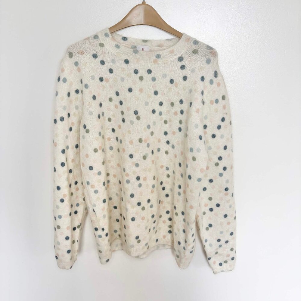 VTG 90s Y2K Betta Sweater Mohair Alpaca Polka Dot Made Italy Fuzzy Size 1X